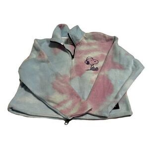 PEANUTS Tie-dye 1/4 Zip Fleece Sweatshirt